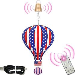 Hot Air Balloon Wind Spinners Outdoor Hanging, 3D Flag Patriotic Wind Catchers for Yard and Garden Ornaments, 1200mAh Battery Powered Motor, 1-30 RPM Remove Disco Ball Motor with Remote Control