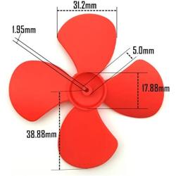EUDAX Micro DC Motor 2mm Shaft Propeller with 4 Vanes 80mm Fan Shape for Fan Leaves Ship Model RC Boat DIY Airplane Science and Education Toys (32PCS)