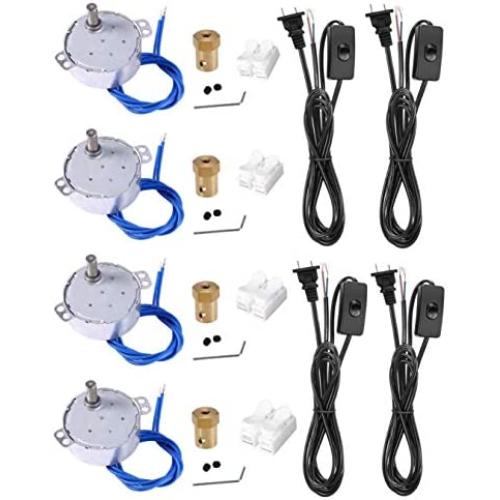 4PCS Synchronous Synchron Motor Turntable Motor Electric Turner Motor for Cup Turner,Cuptisserie,Tumbler Cup Rotator with 7mm Flexible Coupling Lamp Cord 100-127VAC 50/60 Hz 4W CCW/CW (2.5-3RPM)
