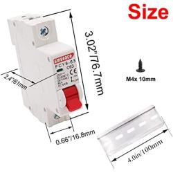smseace DC Miniature Circuit Breaker, 50A 1P 250V Low Voltage DIN Rail Mounted Miniature Air Circuit Breaker, Suitable for Solar Panels Grid System.FCY8-63-C50-1P