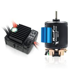 Hobby Fans 540 13T 4 Poles Brushed Motor and WP-1060-RTR 60A Waterproof Brushed ESC Electronic Speed Controller with 5V/2A BEC for Axial RC4WD Cross HPI Mist GMADE D90 D110 TF2 SCX10