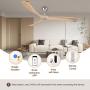 Ovlaim 72 Inch Smart Ceiling Fan Indoor Outdoor, 6 Speed DC Motor Quiet Ceiling Fan with Remote Control, Oak Solid Wood Blade