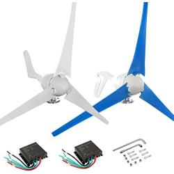 Dyna-Living 400W 12V Wind Turbine Generator & 800W 12V Wind Turbine Motor with Charge Controller for Home Marine Industrial Energy Blue and White 3 Blades (Not Included Mast)