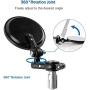 SINGARO Motorcycle Mirror, Motorcycle Universal with 7/8 Handlebar Stem End Mirror, Rotatable and Adjustable Angle, Motorcycle Exterior Accessories – Round