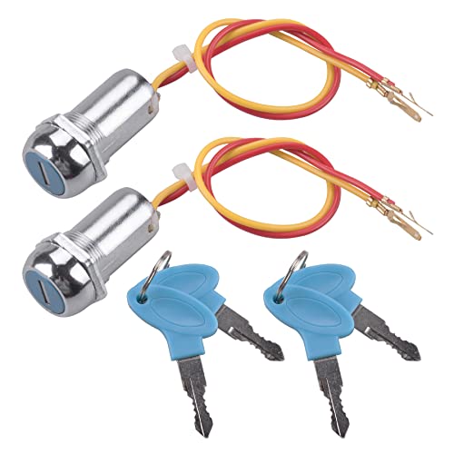 2 Pack 2 Wires Ignition Switch Key Starter Switch with 4 Keys ​On-Off for Electric Scooter ATV Moped Go Kart