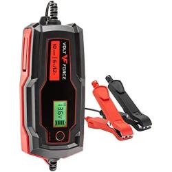 VoltForce 10A Battery Charger and Maintainer: Fully Automatic 6V and 12V Automotive Battery Charger for Cars, Motorcycle, ATVs, and More - Smart Battery Chargers VF-1004