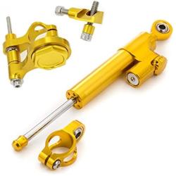 FXCNC Motorcycle CNC Steering Damper Stabilizer Buffer Control Bar With Mounting Bracket Kit Full Set Compatible with YZF R6 (not Race) 2006-2020, YZF R1 2006-2016