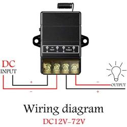 YETOR Heavy Remote Control Switch, DC 12V/24V/48V/72V Wireless Switch for Anti-Theft Alarms, Security Systems Roller Lind Door, etc (Two Remote Controls) (Black)
