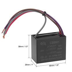 uxcell Ceiling Fan Capacitor CBB61 4.5/6/5uF 250V AC 4 Wires Metallized Polypropylene Film Capacitor 48x38x26mm for Electric Fan Pump Motor Generator 3Pcs