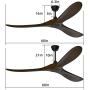Obabala 60 Outdoor Ceiling Fan with Remote Control, 3 Balsa Wood Blades, Matte Black, Reversible DC Motor Quiet Energysaving, for Bedroom Patios Kitchen Farmhouse, Indoor/Outdoor Ceiling Fan