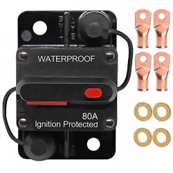 Calvert win 80 Amp Circuit Breaker with Manual Reset for Car Marine Trolling Motors Boat ATV Manual Power Protect for Audio System Fuse, 12V-48VDC, Waterproof (80A)