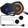 ILM Motorcycle Bluetooth Headset 6 Riders 1000M Helmet Communication Intercom System Soft Cabel Mic Speakers with FM Radio for Motocross Motor Bike Skiing