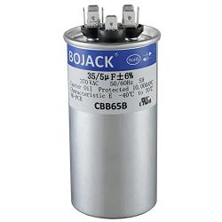 BOJACK 35+5uF 35/5MFD ±6% 370V CBB65 Dual Run Circular Start Capacitor for AC Motor Run or Fan Start or Condenser Straight