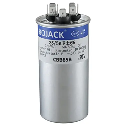 Condensateur CBB65 Rond Double Action 35+5µF 35/5mFD ±6% 370V pour Course Moteur AC ou Démarrage Ventilateur ou Condensateur Direct Condensateur CBB65 Rond Double Action 35+5µF 35/5mFD ±6% 370V pour Course Moteur AC ou Démarrage Ventilateur ou Condensateur Direct