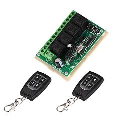 MIAOLINK 433MHz DC 12V 4CH Wireless RF Remote Control Switch Security System Garage Door, Electronic Door Lock with 2 Remote Controls 4 Buttons