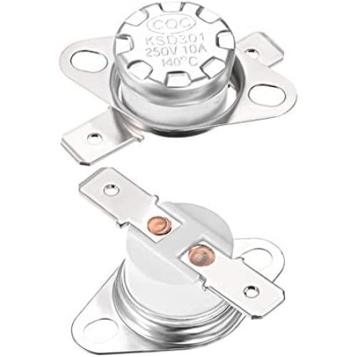 uxcell KSD301 Thermostat 140°C/284°F 10A Normally Closed N.C Adjust Snap Disc Temperature Switch for Microwave,Oven,Coffee Maker 2pcs