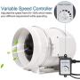 Hon&Guan 8 Inch Inline Duct Fan 735CFM with Variable Speed Controller, Low Noise Ventilation Exhaust Fan for Heating Cooling Booster, Grow Tents, Hydroponics