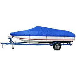 iCOVER Trailerable Boat Cover- 14-16 Waterproof Heavy Duty Marine Grade Canvas Fits V-Hull-Fish&Ski-Pro-Style-Fishing Boat- Runabout-Bass Boat- up to 14ft-16ft Long and 68