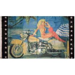 Trade Winds 3x5 Blonde Girl on Bike Motorcycle Motor Cycle Flag 3x5 Banner Grommets Premium Fade Resistant