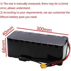 Wnicek 36V 7.5Ah Ebike Battery Pack 18650 Li-ion Cell Battery Customizable Lithium Battery for E-Bike Scooters Electric Tools for Motors Within 750W with BMS + Charger