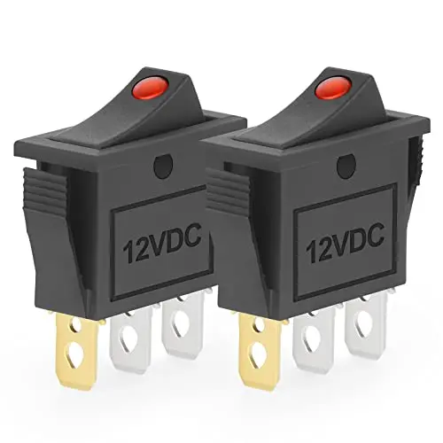 QCQIANG 2PCS AC 16A 250V 20A 125V Rocker Switch with Red LED Light, Rocker Button Switch for Cars, Motorcycles, Vacuum Cleaners