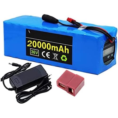 Jieoto 36V E-Bike Battery Pack 20000Mah Lithium-Ion Battery Electric Bike Scooter Battery Pack Electric Bicycle Battery for 500W 350W 250W 200W Motor with BMS and Charger