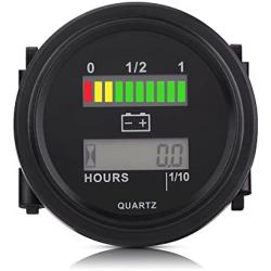 12V/24V/36V/48V/72V LED Digital Battery Indicator Gauge with Hour Meter for Golf Cart Forklift Car Scooter Motorcycle 12-72 Volt
