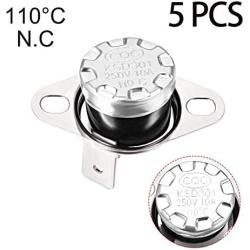 L-A KSD301 Thermostat 110°C/230°F 10A Normally Closed N.C Adjust Snap Disc Temperature Switch for Microwave,Oven,Coffee Maker,Smoker （5 Pcs）