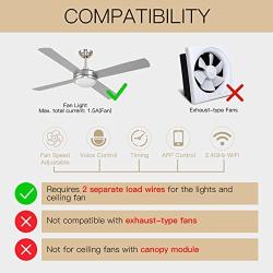 MOES WiFi Smart Ceiling Fan Light Wall Switch, Smart Life/Tuya APP Remote Timer and Counterdown, Compatible with Alexa and Google Home, No Hub Required, Neutral Wire Required,White
