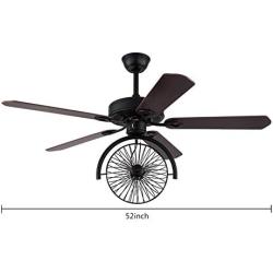 Retro Industrial Ceiling Fan Light 3-Lights E26 Fixture for Restaurant/Living Room/Bedroom Create Steampunk Era Style Chandelier (52 inch)