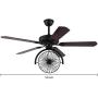 Retro Industrial Ceiling Fan Light 3-Lights E26 Fixture for Restaurant/Living Room/Bedroom Create Steampunk Era Style Chandelier (52 inch)