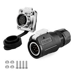 CNLINKO 5A Male Socket Plug M16 9PIN Audio Connector Waterproof, Panel Mount Ethernet Signal Connector, Solder Wire to Board Connector for Indoor Outdoor Automotive Electrical (9 PIN)