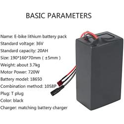Wnicek 36V 20Ah Ebike Lithium-ion Battery Pack 10S 8P Customizable Lithium Battery for Motor Within 800W for Electric Bicycle Electric Tools Electric Scooters with BMS + 42V Charger
