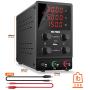 NICE-POWER Adjustable DC Power Supply: 30V 5A Variable Switching Regulated High Precision 4-Digits LED Display 5V/2A USB Port Test Lead Output & Input Power Cord Bench Lab Power Supplies