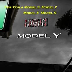 YHCDSEA Model 3 Y Automotive 3D Alloy Plaid Badge Sticker Mark Car Emblem Plaid Badge Decor Compatible for Tesla Model 3 Y X S (Black Red)