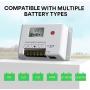 Solar Charge Controller 10A, Bateria Power 12V/24V PWM Solar Controller with LCD Display Dual USB Multiple Load Control Modes for AGM, Gel, Flooded and Lithium Battery, Used in RVs, Boats, Yachts