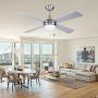 Ovlaim 48 Inch Quiet DC Motor Modern Ceiling Fan Indoor with Dimmable Lights & Remote Control for Bedroom, Silver