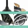 42 Inch Retractable Ceiling Fan, Geometric Circled Hanging Light Fan with Silent Motor, Retractable Blades, 6 Speed, 3 Color Change, Timer, Black Chandelier Fan Ceiling Light for Bedroom