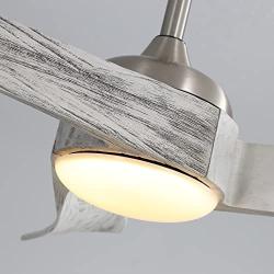 Sofucor Ceiling Fan 52 Inch Wood Ceiling Fan with Lights Remote Control Dimmable Light Reversible DC Motor Modern Ceiling Fan for Kitchen Bedroom Basement Dining Living Room Grey