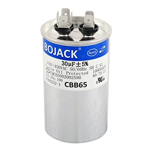 BOJACK 30 uf MFD 370V 450V AC Motor and Fan Starting Round Capacitor 50/60 Hz CBB65 10000 AFC