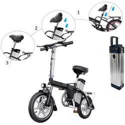 Jieoto 48V Ebike Battery 10Ah 18.5Ah Electric Bicycle Battery Lithium Li-ion Folding Bike for 750W 500W 350W 250W E-Bike Motor with Charger and BMS