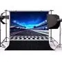 CSFOTO 10x10ft Finish Line Race Track Backdrops Racing Backdrop for Photography Race Car Birthday Party Supplies Bleachers Auto Motorsport Champion Sport Competition Race Photo Backdrop