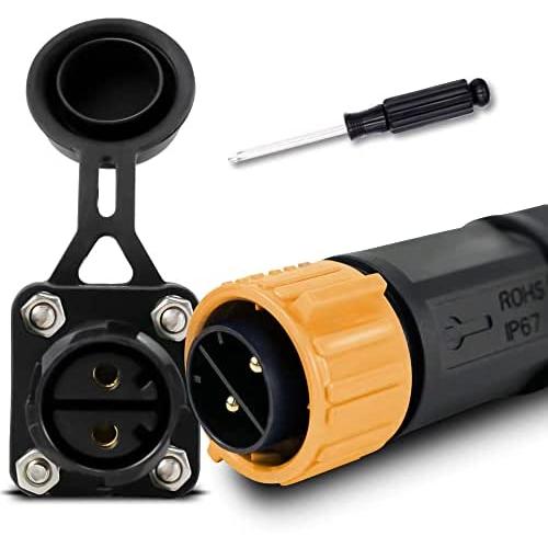 Trolling Motor Plug Receptacle Set,Waterproof Marine Boat DC Power Connector,Waterproof Connector for Motor,Plug for Trolling Motor/ Down Rigger/Fishing Reel,12/24/36/48 Volt Marine Plug（Yellow）