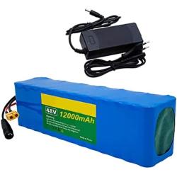 YXDFG 48V 12Ah Lithium Ion Ebike Battery,13S3P 12000 Mah Battery Pack, with BMS + 54.6V 2A Charger,for 350W 500W 750W 1000W Motor E-Bike Electric Bicycle Scooter