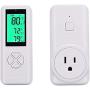 Wireless Temperature Controlled Outlet, Digital Plug in Thermostat Outlet with Remote Control Built in Temp Sensor Heating & Cooling for A/C, Fans, Heaters (Remote Control Detect Temperature)