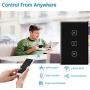 US WiFi Smart Timer Switch Glass Panel Wall Touch Curtain Roller Shutter Electric Motor Switch Controller by Tuya Smart Life App Voice Remote Control Works with Google Home Alexa for Smart Home