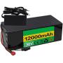 Wnicek 36 Volts E-Bike Lithium-ion Battery 36V 12AH 10S4P Rechargeable Battery Pack Customizable Lithium Battery for Motors Within 750W for Scooters Electric Tools Ebike with Charger