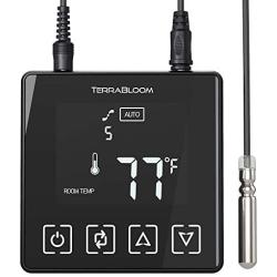 TerraBloom Programmable Thermostat Speed Controller with Temperature Probe for ECMF Series Fans
