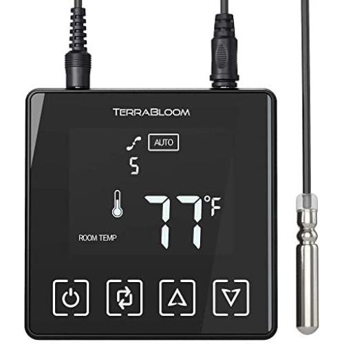 TerraBloom Programmable Thermostat Speed Controller with Temperature Probe for ECMF Series Fans
