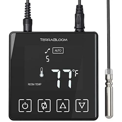 Contrôleur de Vitesse Programmable TerraBloom pour Série ECMF Ventilateurs avec Sonde de Température Contrôleur de Vitesse Programmable TerraBloom pour Série ECMF Ventilateurs avec Sonde de Température